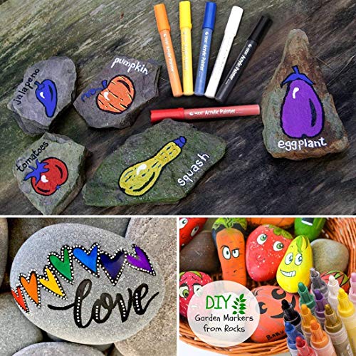 12 Colors Acrylic Paint Markers Pens,Permanent Paint Pen Art Markers Set for,Can be Used Body Painting,Rock Painting,Mug,Glass Painting Writing, DIY Craft Projects,Metal,Porcelain,Canvas (12 / Pack