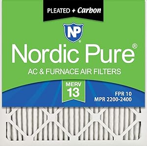 Nordic Pure 20x20x1 MERV 13 Plus Carbon Pleated AC Furnace Air Filters, 20x20x1M13+C -6, 6 Pack