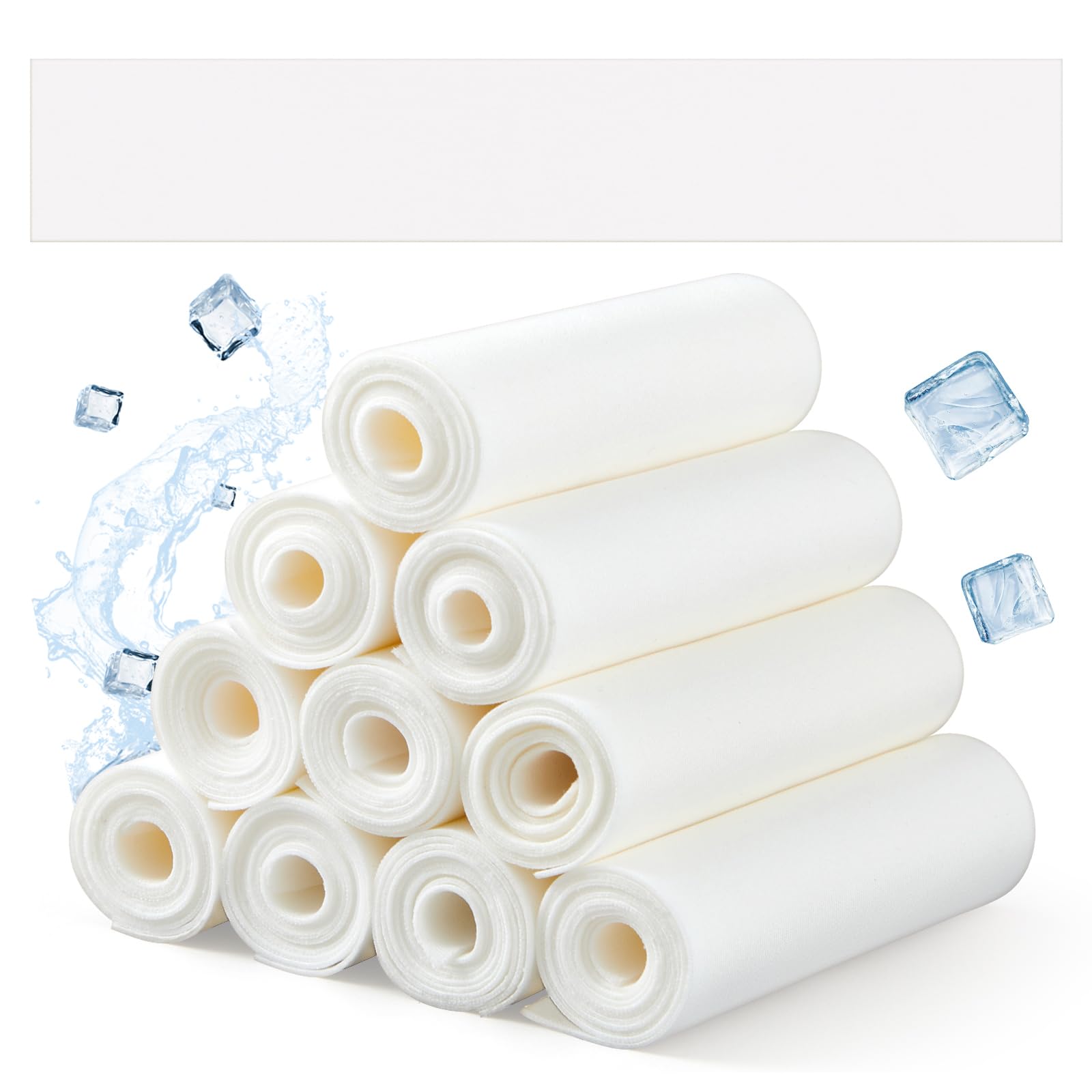 Photo 1 of Toulite Cool Ice Silk Bra Liners for Sweat 10 Pcs 3 Layer Medium Washable Rectangle Cool Ice Silk Under Breasts Pads for Women Absorb Sweating, 18 x 3 Inches White for Summer