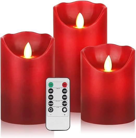 LED Candles Flickering,Flameless Candles 4"5"6"Real Wax Battery Pillars Lights, 10 Key Remote
