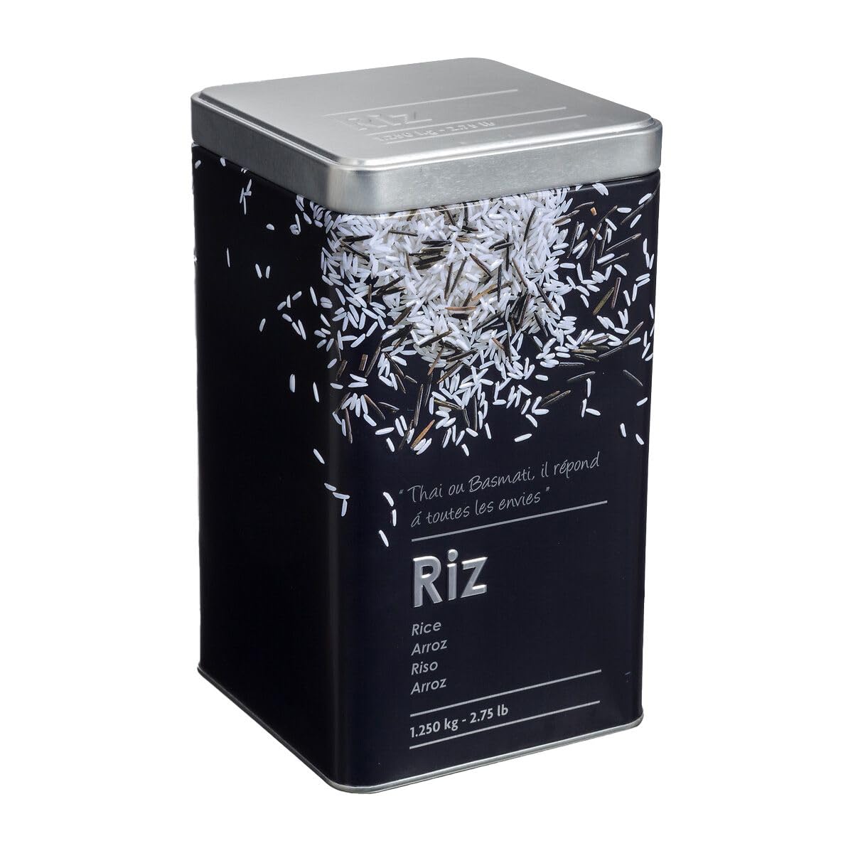 5 five simply smart Relief II Food Box Rice 11 x 11 x 18.3 cm Iron and Tin Black