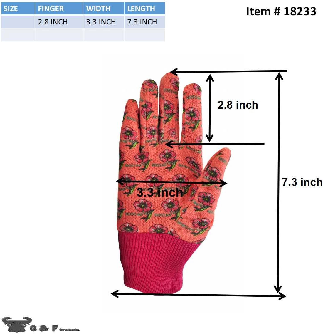 G & F 1823-3 JustForKids Soft Jersey Kids Garden Gloves, Kids Work Gloves, 3 Pairs Green/Red/Blue per Pack: Home Improvement