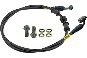 Fewfuss Motorcycle Hydraulic Brake Oil Hose - 28 90 Degree M10 Braided Steel Brake Clutch Oil Line Pipe for Dirt Bike Enduro Motocross Black 700mm/27.56"