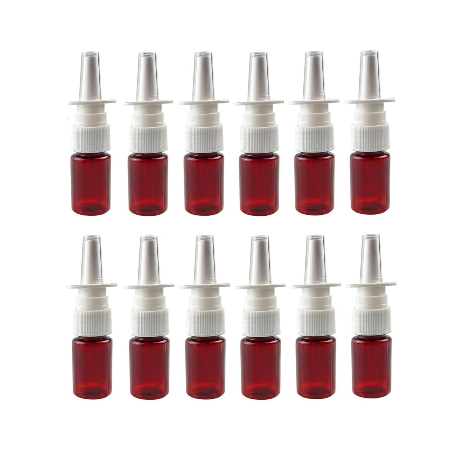 VASANA 12PCS 10ml Amber Plastic Empty Refillable Nasal Fine Mist Spray Bottles Makeup Water Travel Container For Perfumes Essential Oils Use Saline Applications