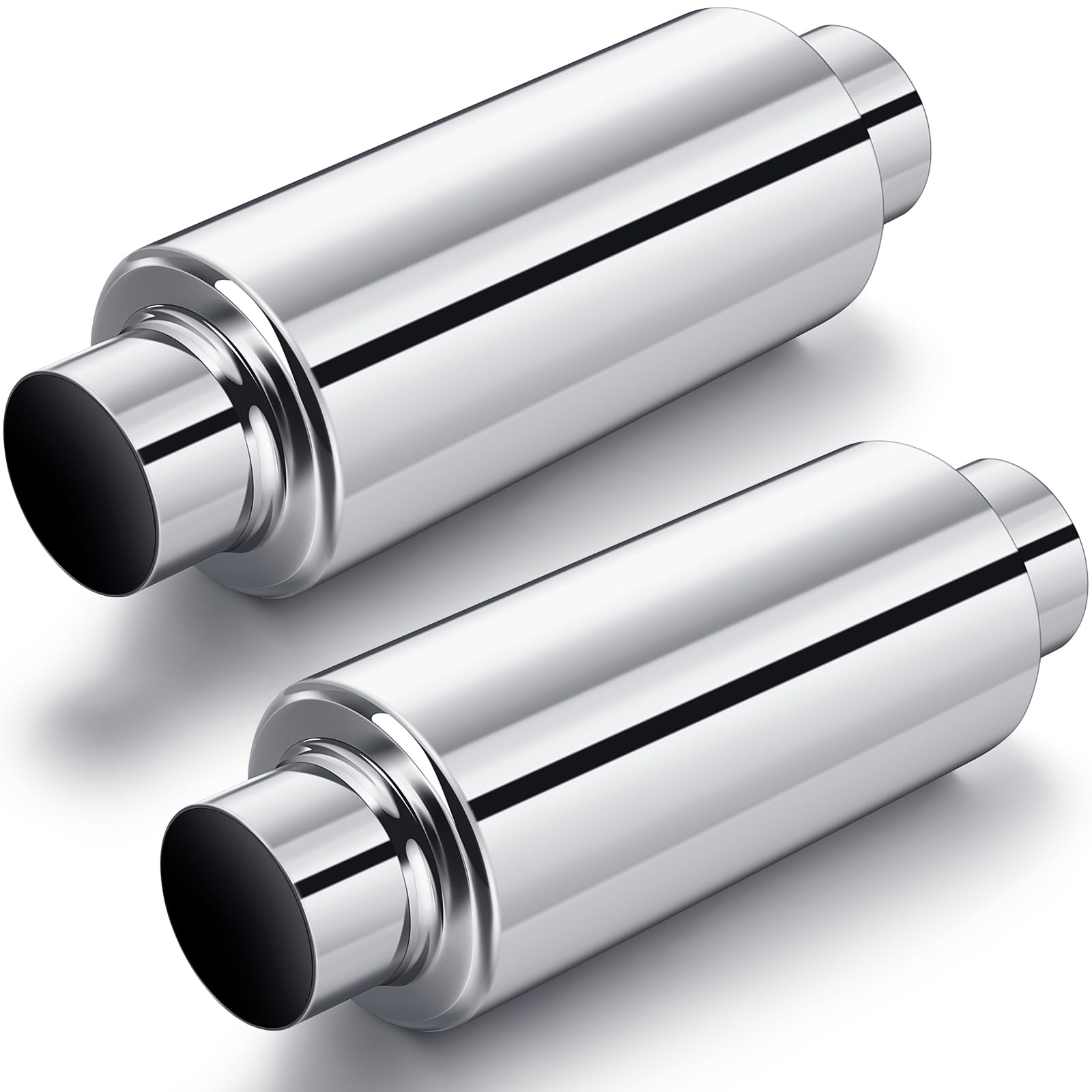 Photo 1 of Relaxweex 2 Pcs 2" Inlet Exhaust Resonator, 2" Inlet 2" Outlet 13.8" Overall Length Muffler Resonator Stainless Steel
