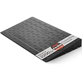 VEVOR 4" Rise Rubber Threshold Ramp, 3 Channels Cord Cover Door Ramp, No-Slip Surface, 2200 Lbs Load Capacity Rubber Ramp for for Home Doorways Driveways Curb Home Steps, 41.8" L x 24" W x 4" H, 65lbs