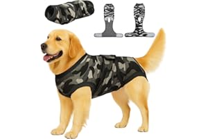 CREATIONS PET GLAM PET Glam Recovery Suit for Dogs Cats, After Surgery, Alternative E-Collar Dog CAT. PET Shirt Breathable Abdominal Wounds, Neuter Cotton, Prevent Licking Onesie Surgical (Camouflage, XXL)