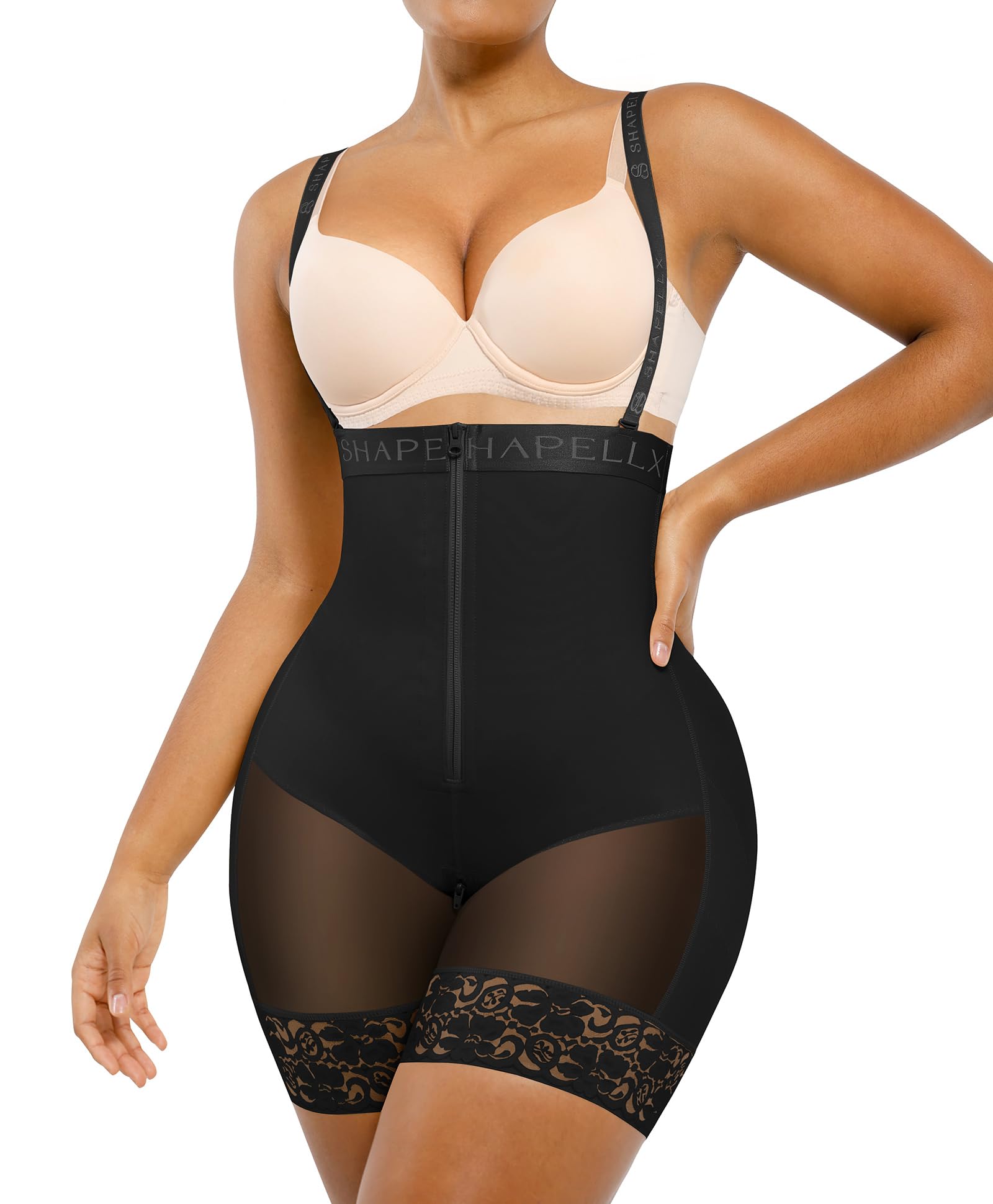Photo 1 of SHAPELLX Shapewear for Women Tummy Control Fajas Colombianas Moldeadoras Body Shaper Butt Lifting Shapewear Black Medium