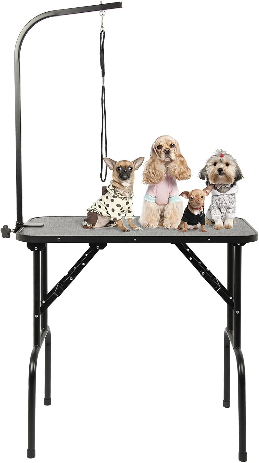 AllRight Folding Dog Pet Grooming Table Portable Adjustable With Arm