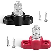 RED WOLF 12V 150A Power Distribution Block 5/16" Single Stud Busbar M8 Terminal Bus Bar 12 Volt DC Battery Junction Post for Auto Boat Marine Solar System Positive and Negative (2PC)