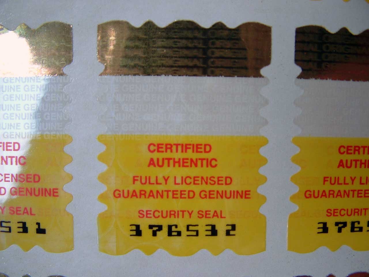 Security Seal Certificate of Authenticity Hologram Tamperproof Labels/Stickers X 500 with Silver Void Release Messsage