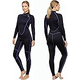 PAWHITS Wetsuit Women, 3mm Neoprene Full Body Wet Suit Women's for Cold Water, Thermal Long Sleeve Back Zip Womens Wetsuit for Scuba Diving Swimming Surfing Snorkeling