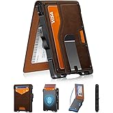 GHUKY Wallet for Men, Minimalist Slim Mens Wallet with Money Clip, RFID Blocking Smart Pop Up Card Wallet with ID Window, Compact Bifold Wallet,Metal Aluminum Credit Card Holder