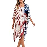 Women's American Flag Beachwear cover up Cardigan Loose Tops Shirt