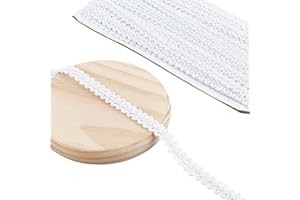 DELORIGIN 14 Yards Gimp Trim for Sewing, 0.5inch Decorative Fabric Trim Polyester Sewing Trims Ribbon Woven Curtain Fabric Trims for Upholstery Hand Crafts Costume Home Decorative, White