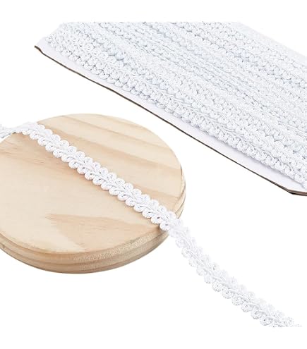 49 Yards White Gimp Braid Trim – 1/4 Inch Woven Polyester Ribbon For DIY Curtains & Sewing Crafts-380884