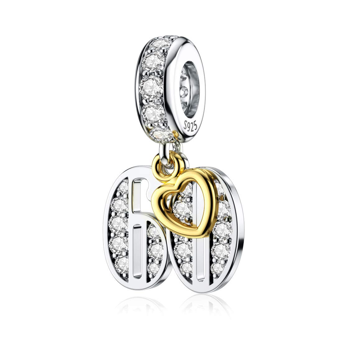 60th Charms for Pandora Charm 925 Sterling Silver Birthday Charms for Nana Grandma