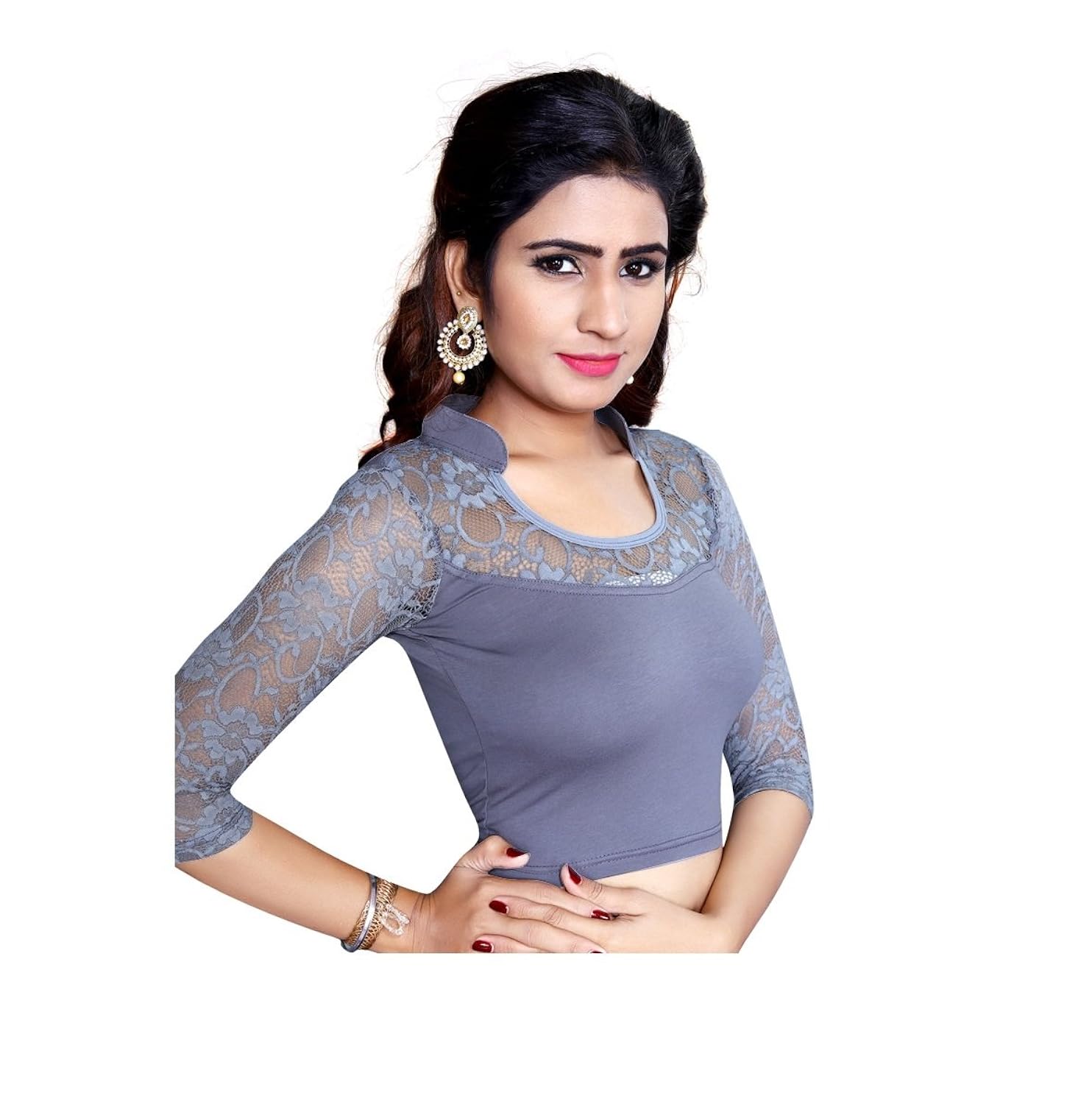 pdezaart women's streatchable designer art silk stitched readymade blouse