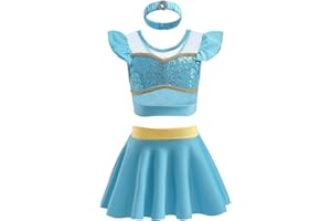 REXREII Girls Princess Swimsuits Two-Piece Tankini Set Beach Surf Birthday Swimming Party Bathing Suits Fancy Swimwear