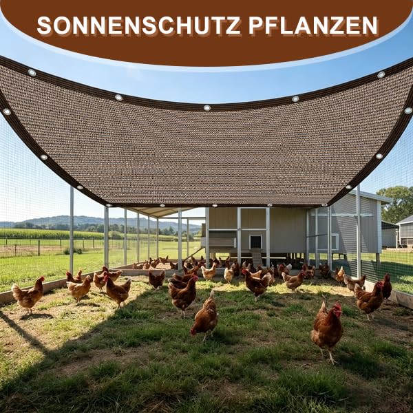 Sun Protection Netting, 80% UV Shade Fabric, Windproof Greenhouse Shade Cloth for Plant Cover/Greenhouse/Pet House/Garden/Pergola/Patio Lawn (Brown, 3 x 6 m)