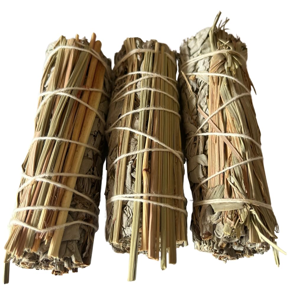 VIE 3x Sweet Grass White Sage 4" Smudge Sticks