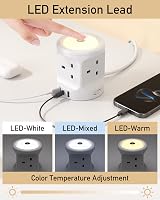 Kemelo 7-in-1 USB Extension Lead with Night Light, 4 UK Outlets, 2M view 3