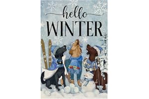 CROWNED BEAUTY Winter Garden Flag 12x18 Inch Double Sided Burlap for Outside Dogs Snowman Small Seasonal Yard Decoration CF1141-12