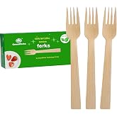 GreenWorks 50 Count Bamboo Forks, 6.7 Inch large Size Compostable Biodegradable Fork