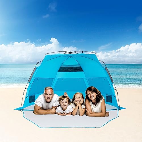valigo Pop Up Beach Tent Sun Shelter, X-Large Portable Beach Shade Canopy  for Person with Ventilation Wind