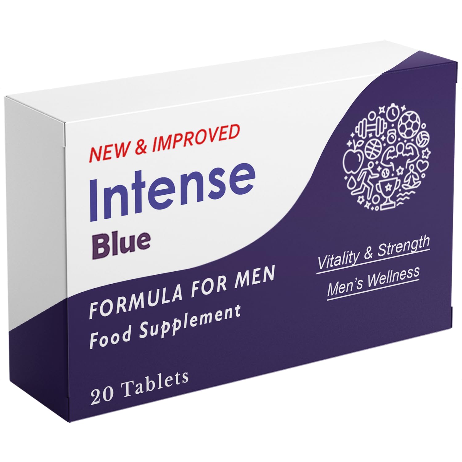 Erexon - Intense Blue 20 Tablets - Herbal Supplement for Men - Men's Health Support - Korean Ginseng, Tribulus Terrestris - Made in The UK