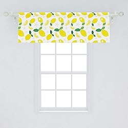 Ambesonne Lemons Window Valance, Continuous Citrus