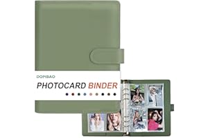 DONBAO A5 Kpop Photocard Binder, 6 Ring Binder Collector’s Album with 240 Card Slots, PU Leather Cover for Organizing K-Pop, Trading Cards, Game Cards & Memorabilia (Olive Green)