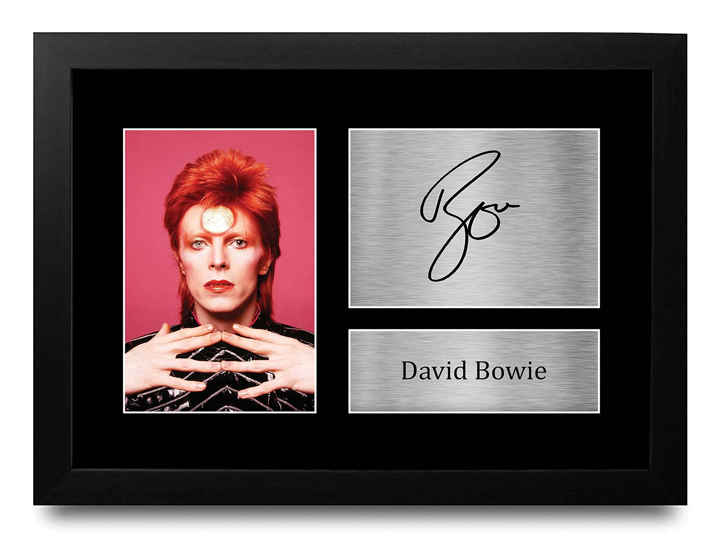 HWC Trading FR David Bowie Gift Signed FRAMED A4 Printed Autograph Ziggy Stardust Glam Rock Music Gifts Print Photo Picture Display — image 1
