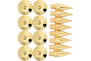 Pissente 8 Pairs Copper Speaker Spike Isolation Stand, Pure Copper Material with Height Fine Tuning Balance Nut, for Speaker 