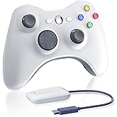 Oussirro Wireless Controller for Xbox 360, 2.4GHZ Gamepad Joystick Controller Remote for PC Windows 7,8,10 with Receiver Adapter, White