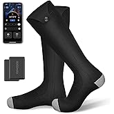 Heated Socks, 6000mAh Rechargeable Electric Socks for Men Women with APP Control, Washable Winter Warm Thermal Socks with 4 Heating Levels for Ski Hunting Cycling Camping Hiking Motorcycle Black