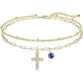 SHNWTM Cross Bracelet for Women 14K Gold Bracelets with Birthstone Religious Gift for Her Encouragement Valentine Birthday Gift for Wife Girlfriend Friend, Christian Jewelry