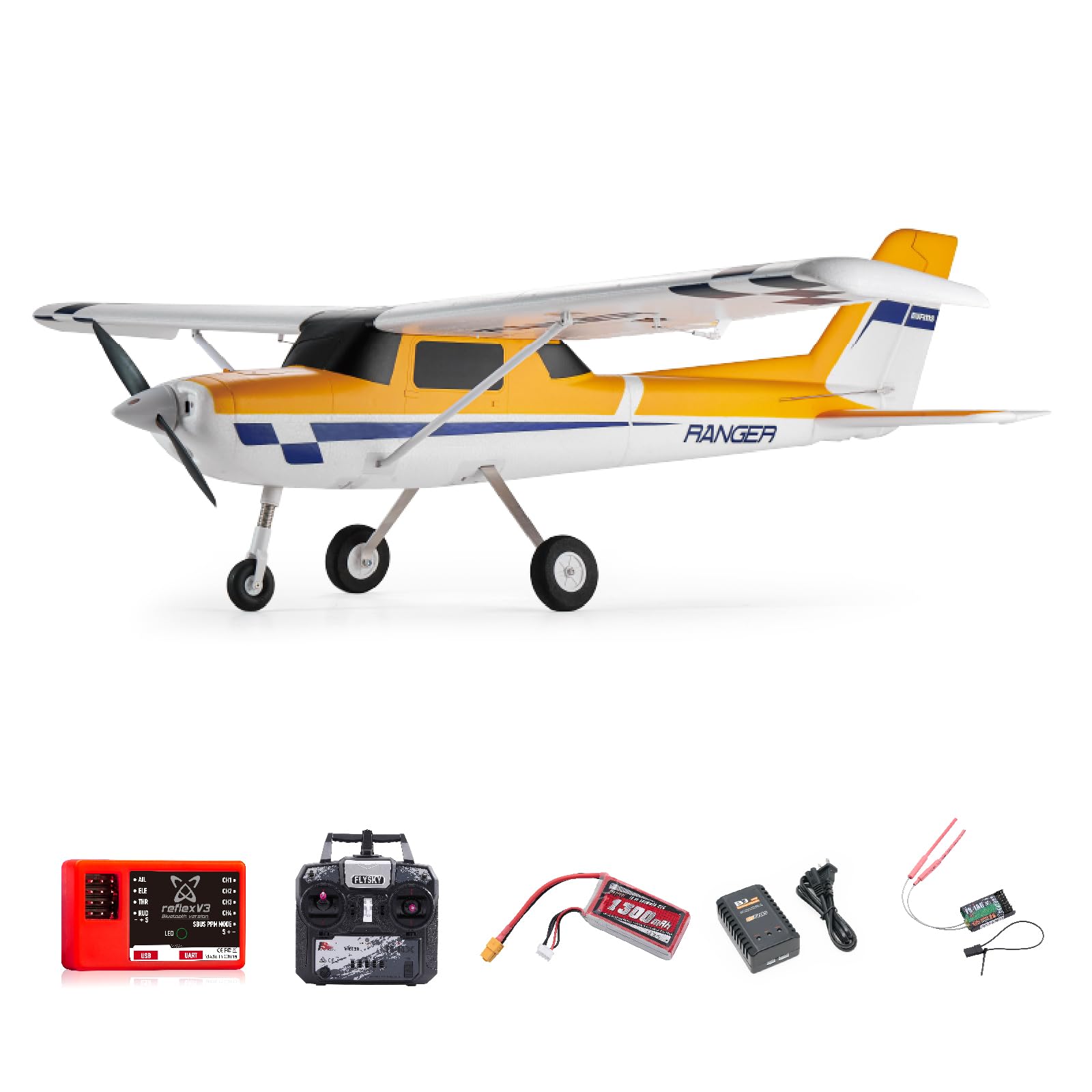 EAZYRC Fms Rc Planes for Beginner 1220mm Ranger Reflex V3 Yellow Remote Control Airplane 4 Channel Hobby Rc Airplanes for Adults RTF (Include Control, Battery,Charger,) (Yellow)