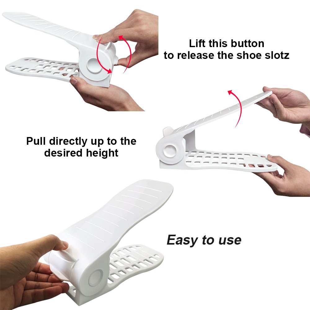 Shoe Slots Space Saver, CEISPOB Adjustable Shoe Slotz Organizer, Shoe