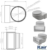 Kair 110x54mm Rectangular to 100mm Round 90 Degree Bend Duct Adapter SYS-100 view 2