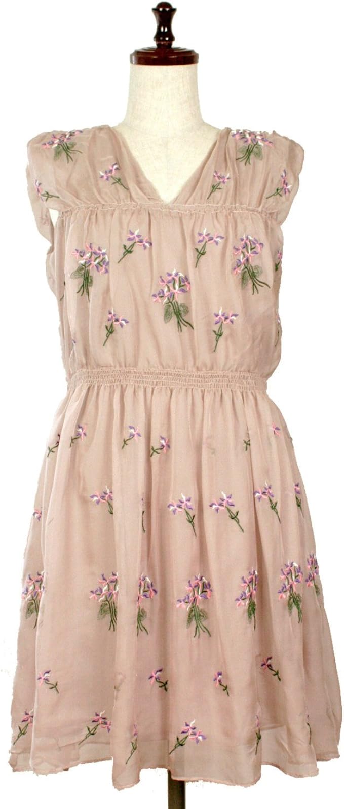 Amazon Shilvy シルクシフォン ワンピース 刺繍 スモーキーピンク M フリー 7 9 38 スモーキーピンク ワンピース チュニック 通販