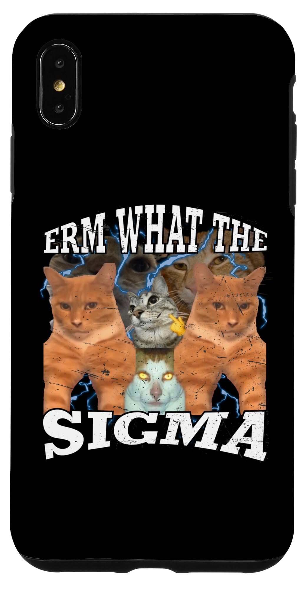 iPhone XS Max Funny Erm What The Sigma Cursed Mewing Cat Case