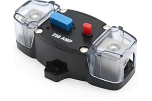 DUZFOREI 250Amp 12-48V DC 250A Circuit Breaker Inverter with Manual Reset, Inline Fuse Holder for Automotive, RV, Marine Use,