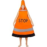 MISS FANTASY Traffic Cone Costume Adult - Full Body Construction Worker Costume Excavator Costumetraffic Cone Halloween Costume, Halloween Costume For Adult Role Play Outfit, standard, Yellow
