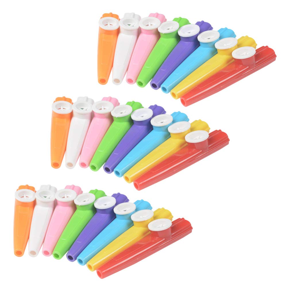 TOYANDONA Plastic Kazoos Musical Instruments with Kazoo Flute Diaphragms Companion for Guitar Ukulele Violin Piano Keyboard for Prize Party Favors 24pcs (Mixed Color)