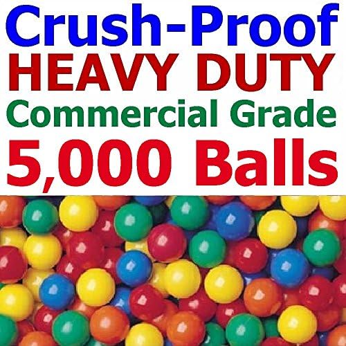 5000 (10 x 500) My Balls Jumbo 3'' Commercial Grade Crush Proof Air-filled Ball Pit Balls in 5 Colors Phthalate Free BPA Free Leather Bound