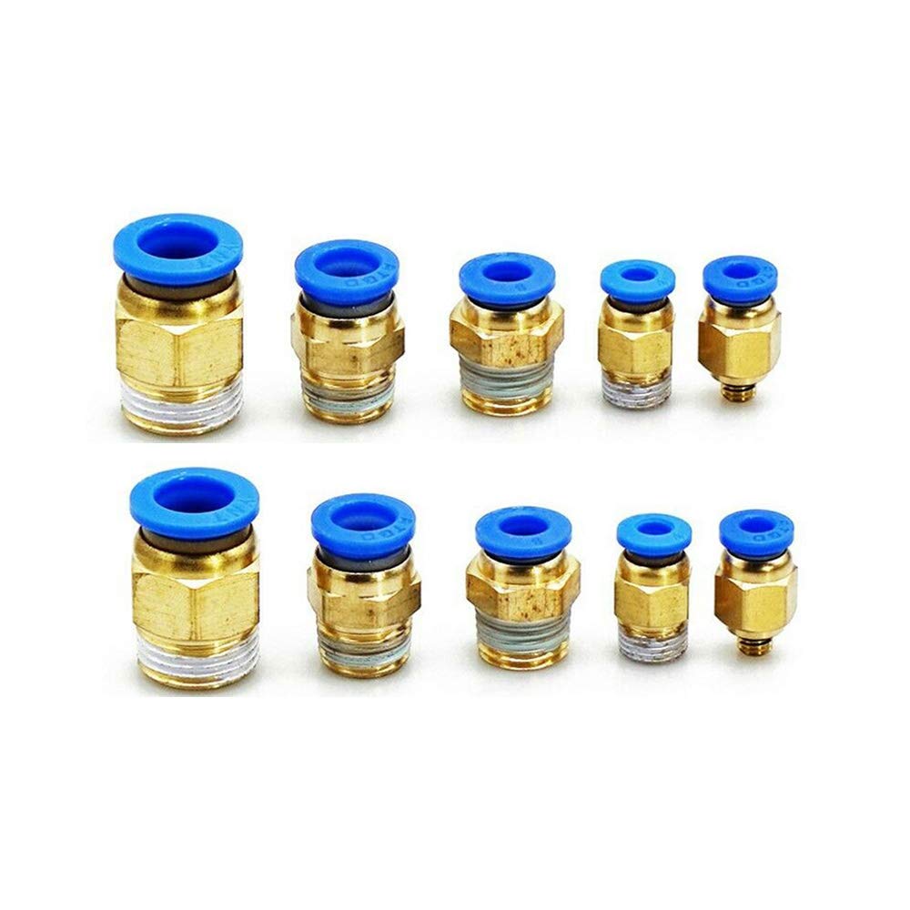 10Pcs Male Thread Male Stud Pneumatic Push-in Joint Quick Fittings For Air Water Hose Tube 4MM 1/4"
