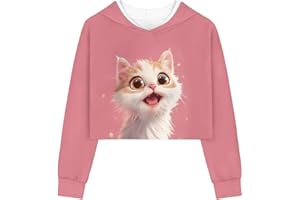 DISNIMO Girls Crop Top Hoodies Size 5-14 Kids Youth Long Sleeve Hoodie Hooded Sweatshirt Pullover