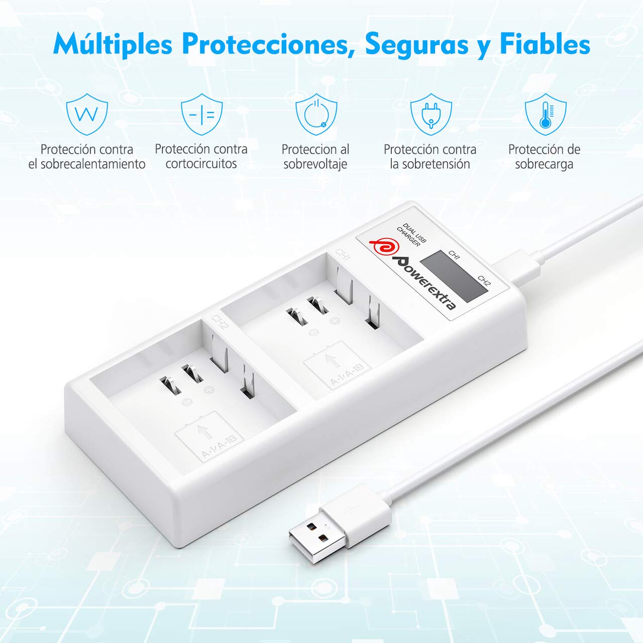 Powerextra Estación de Cargador de Batería Arlo, Cargador de Batería Dual con Adaptador para Arlo Pro, Arlo Pro 2, Arlo GO Cámara de Seguridad Arlo Light