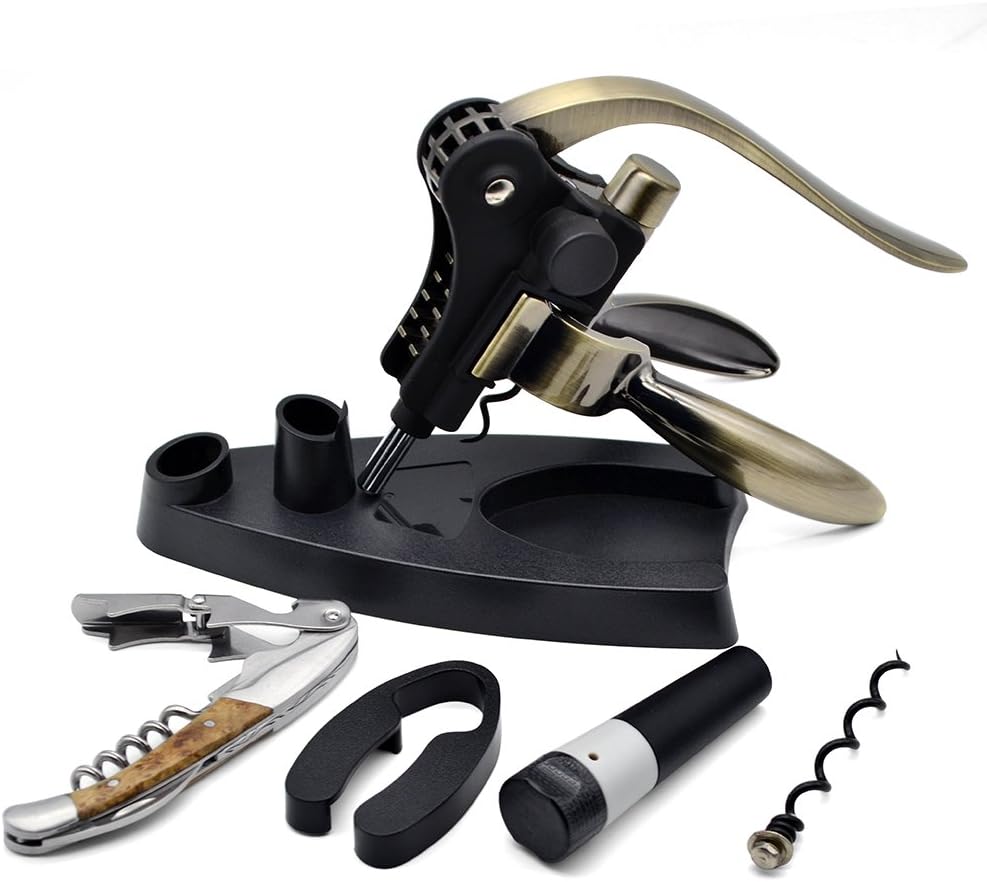6 Pieces Best Wine Opener Corkscrew Set with Gift Box Lever Corkscrew with Foil Cutter and Extra Waiters Corkscrew,Wine Bottle Opener Rabbit Gift Sets for Sommeliers Waiters and Bartenders